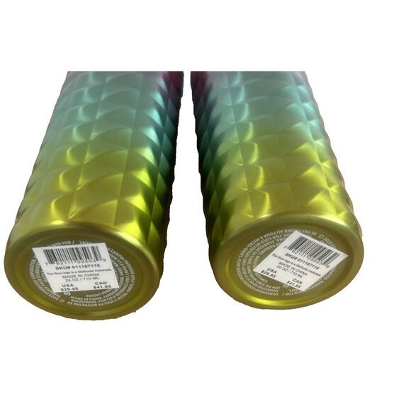 Starbucks Tumblers LOT OF 2 Gradient Studded Tri Color Stainless Steel 24 oz NEW - Picture 4 of 4